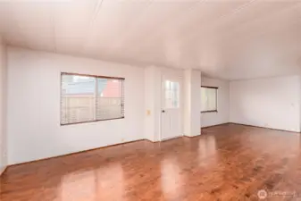 Alternate view of living room highlighting flow