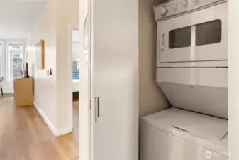 In-unit laundry adds extra convenience.