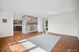 The fireplace is double sided and also has gas