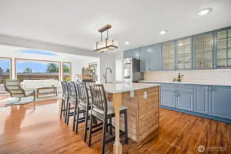 Kitchen opens up to living area