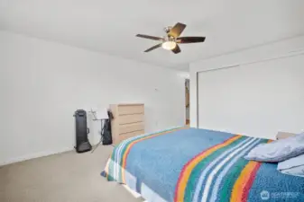 The primary bedroom sits on the opposite side of the home than the other 2 bedrooms