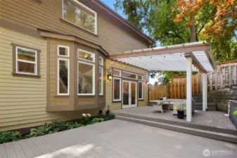 Expansive covered Trex deck in a private, secluded setting.