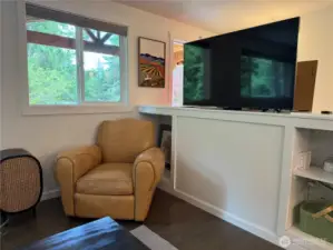 Hi-speed CAT-6 wiring. TV screen stores in room divider