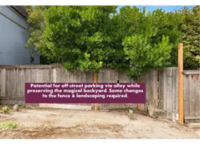 Alley access provides an option for parking if needed.