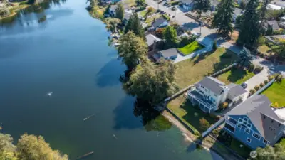 Nestled between several custom built homes.