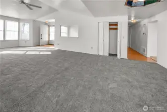 let's go down the hall, note the coat closet in the living area and new carpet