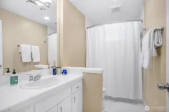 There's a full bath on the main level.