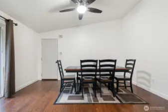 Dining room with access to garage.