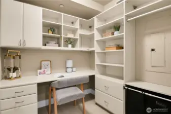 Condo #2103 has an office which has been updated with incredible built-ins.