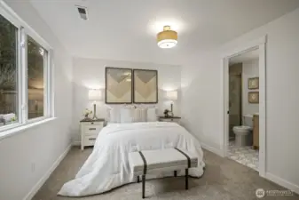 Primary bedroom sanctuary with room to unwind and recharge in style