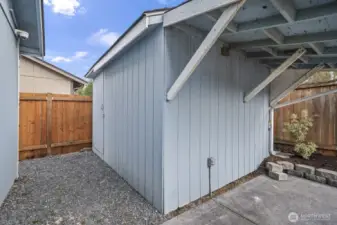 Handy exterior storage building keeps tools, gear, and lawn equipment organized and protected