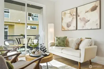 The large slider leads to the covered outdoor living space.