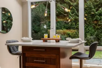 A sunlit nook is perfect for mornings or entertaining.