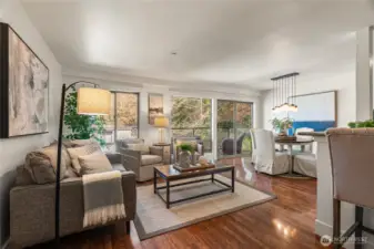 Open-concept living and dining area