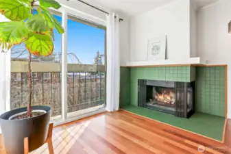 Cozy Wood Burning Fireplace in Living Room