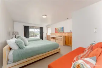 3rd Bedroom downstairs with sliding glass door