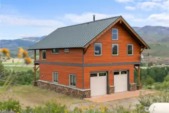 Living area located above a two-story garage for great elevation, light and grand mountain & Valley views.