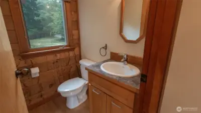 And the powder room