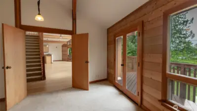 Walking from bath to the main living area