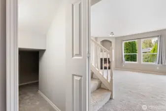 Large storage closet New carpet & new paint throughout