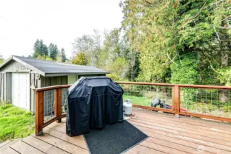 Deck overlooking the Backyard