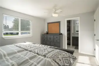 Master bedroom, with a walk in closet and bathroom