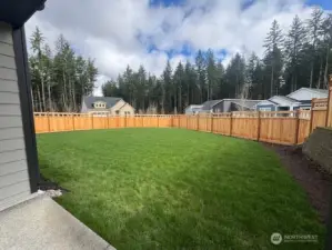 Expansive back yard space, fenced in.