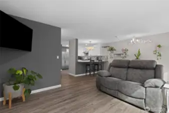Living room looking back towards kitchen area