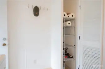 Laundry storage nook.