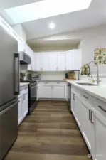 Kitchen with plenty of natural light from the beautiful skylights.