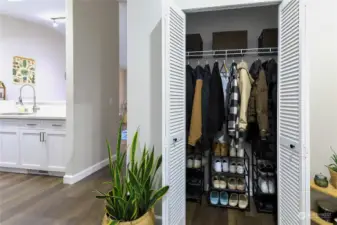 Coat closet in entry