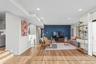 Living area with elegant accent wall.