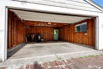 A view inside the 2 car garage.