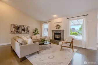Vaulted Ceiling and Gas Fireplace - View of the 1st Tee Box