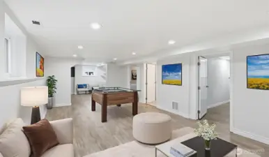 Family Room on Lower Level. Virtually Staged.