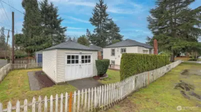 A detached garage & ample off-street parking.