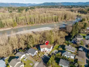 View of approximately 330 feet of river frontage