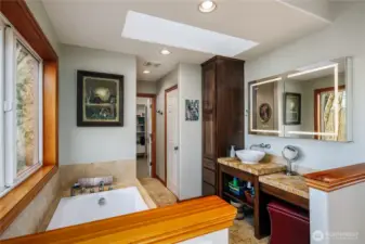 Five-piece bath skylight brings in natural light.