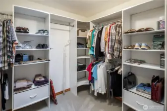 Huge walk-in closet with skylight.