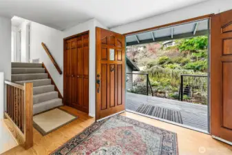 Double doors open to your large foyer and covered deck