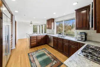 Kitchen has been updated, with Sub Zero and gas cooktop