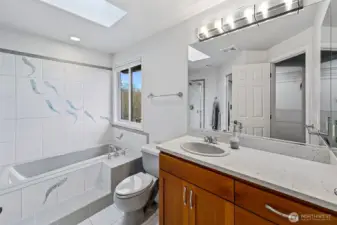Primary bathroom with shower and large walk-in closet too