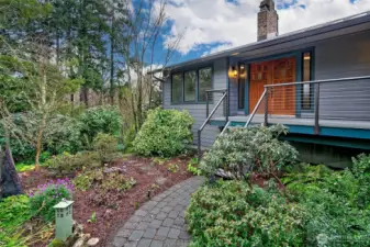 The front entry and porch