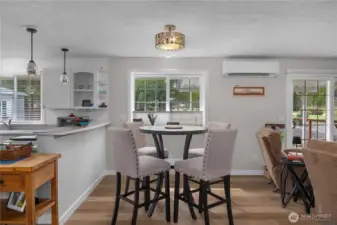 Dining room - new lights, new flooring, new paint