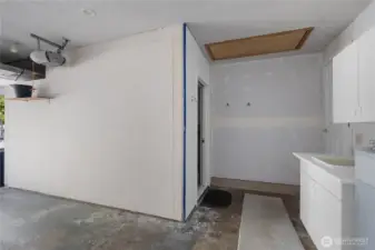 Room built in to the garage to give storage space.