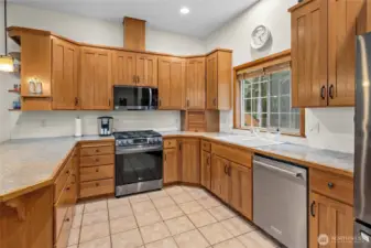 Abundance of counter space and SS appliances.