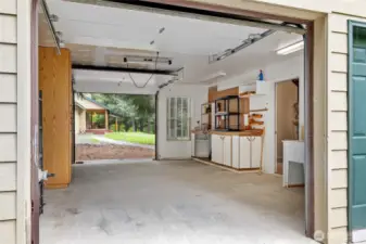 Double entry garage, perfect for recreational vehicles and storage.
