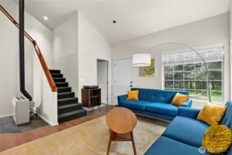 Large windows flood the space with natural light.
