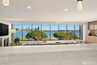 Huge chef's kitchen with wraparound counters for easy entertaining and amazing views