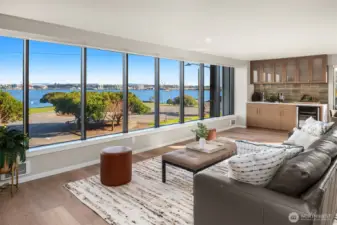 Living room offers front raw seats to the best of Seattle's iconic views